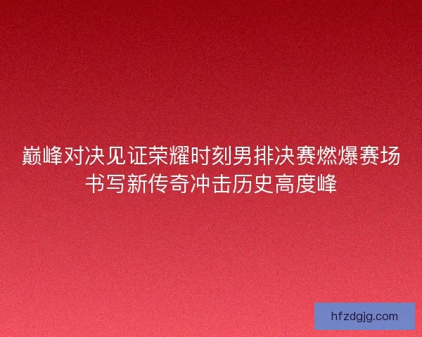 巅峰对决见证荣耀时刻男排决赛燃爆赛场书写新传奇冲击历史高度峰