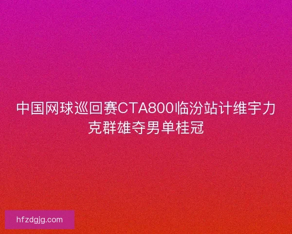 中国网球巡回赛CTA800临汾站计维宇力克群雄夺男单桂冠 中国网球巡回赛CTA800临汾站计维宇力克群雄夺男单桂冠